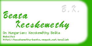 beata kecskemethy business card