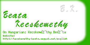 beata kecskemethy business card